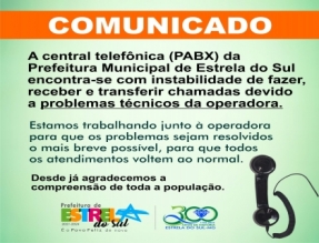 Comunicado: Problemas na Central Telefônica (PABX)